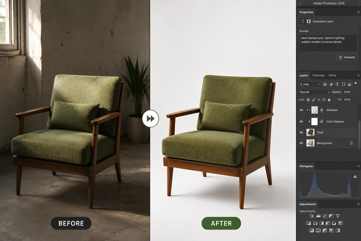 Professional furniture photo editing