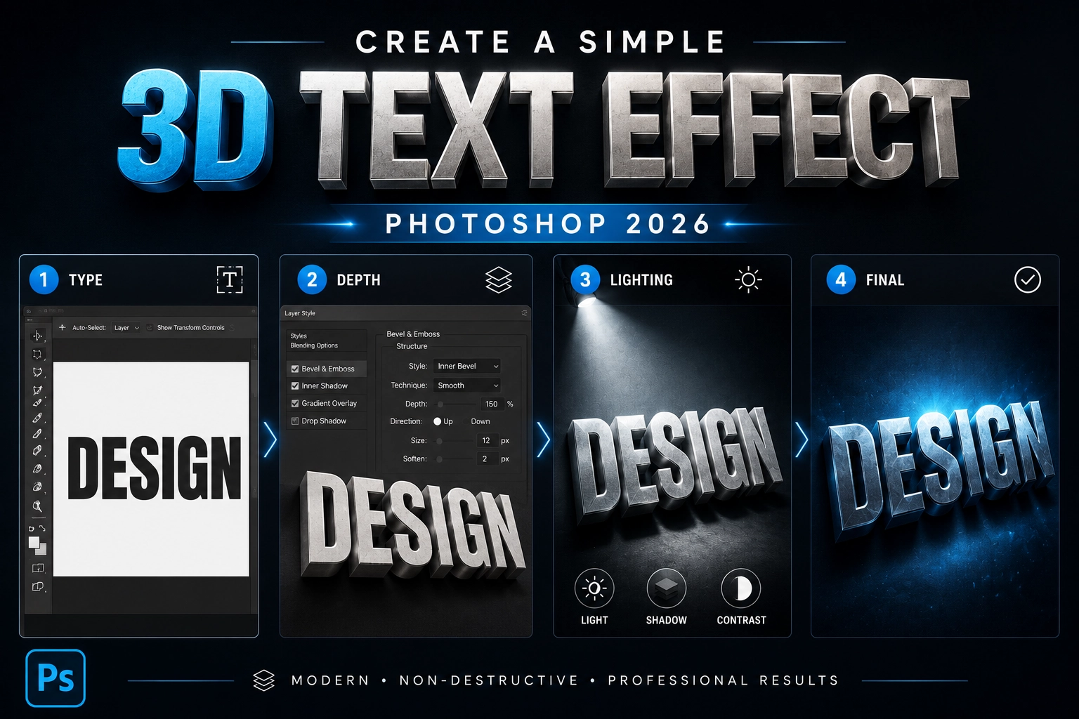 3D text effect workflow in Photoshop