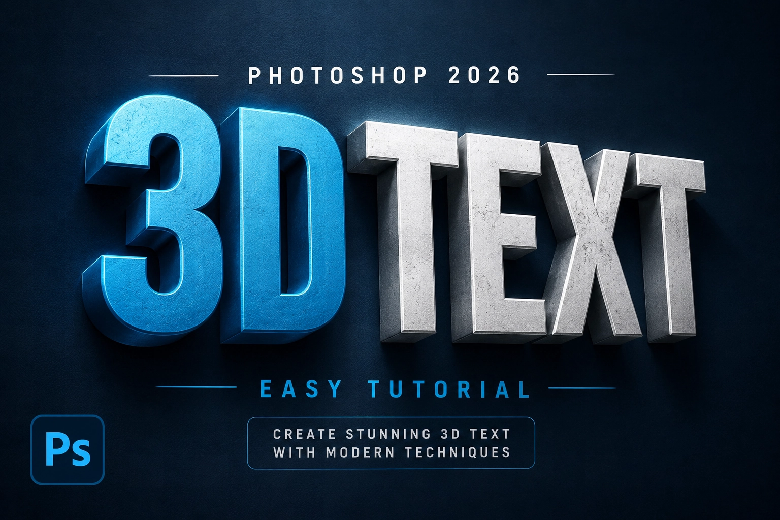 Simple 3D text effect in Photoshop 2026