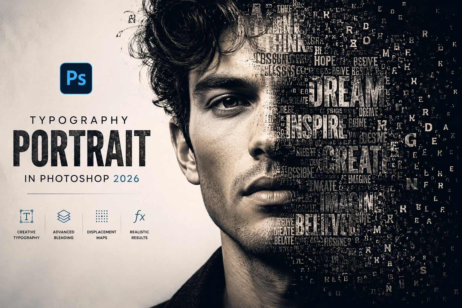 Typography portrait created